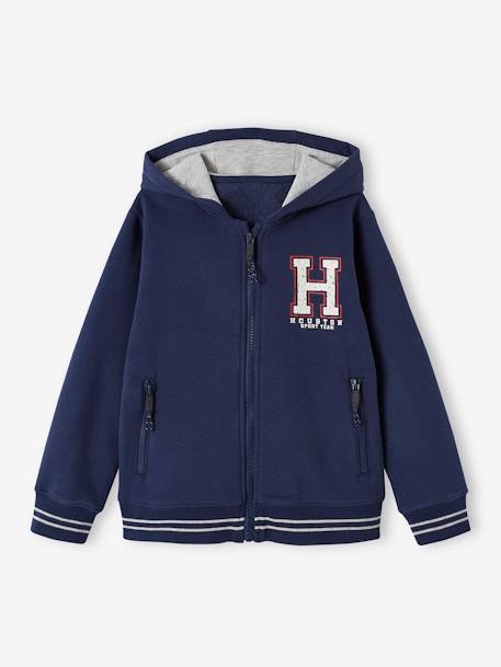 Sweat garçon zippé à capuche sport bleu grisé+gris chiné+lichen+marine - vertbaudet enfant 