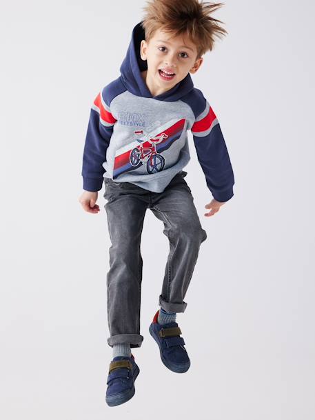 Onverwoestbare rechte relaxjeans jongens, eenvoudig aan te trekken denimgrijs+double stone+ongewassen denim+stone - vertbaudet enfant 