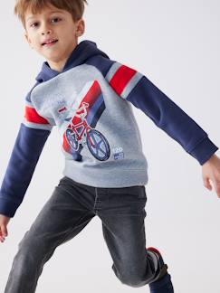 Jongens-Trui, vest, sweater-Jongenssweater met capuchon, grafisch motief en raglanmouwen