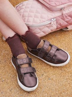 Schoenen-Leren sneakers met klittenband, kleutercollectie meisjes