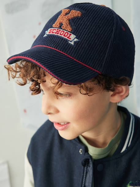 Casquette chaude en velours garçon marine - vertbaudet enfant 