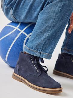 Chaussures-Chaussures garçon 23-38-Boots, bottines-Boots lacées et zippées en cuir enfant collection maternelle