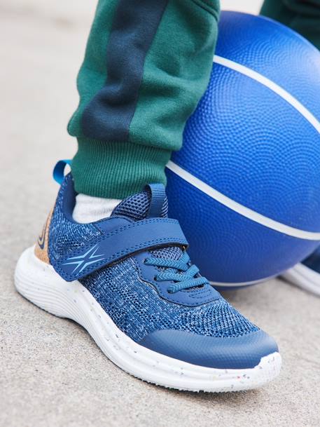 Lichtgewicht kindersneakers met veters en klittenband blauw - vertbaudet enfant 