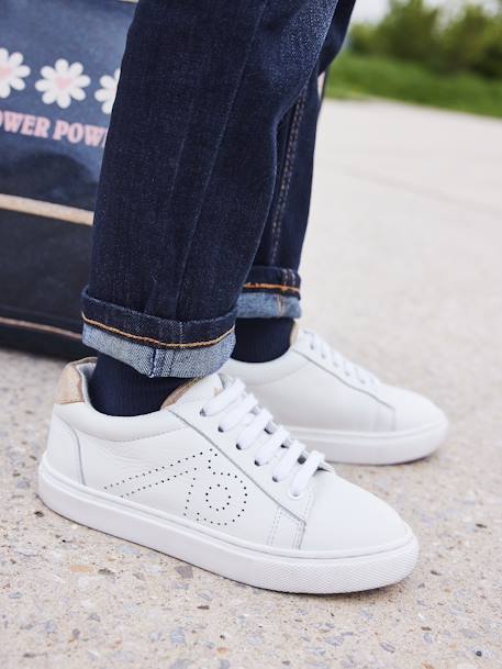 Baskets en cuir enfant blanc - vertbaudet enfant 