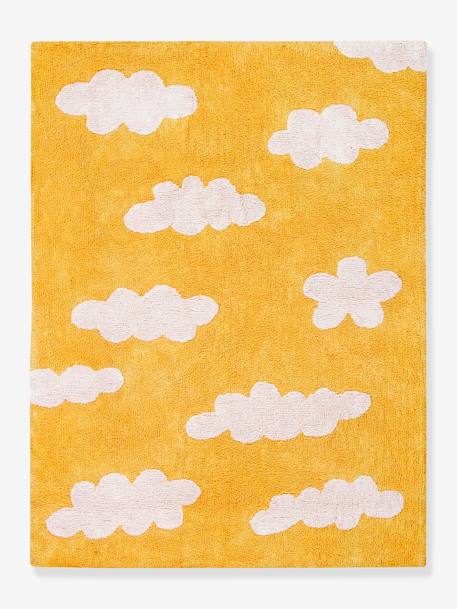 Wasbaar katoenen tapijt met wolkenprint - LORENA CANALS mosterdgeel - vertbaudet enfant 