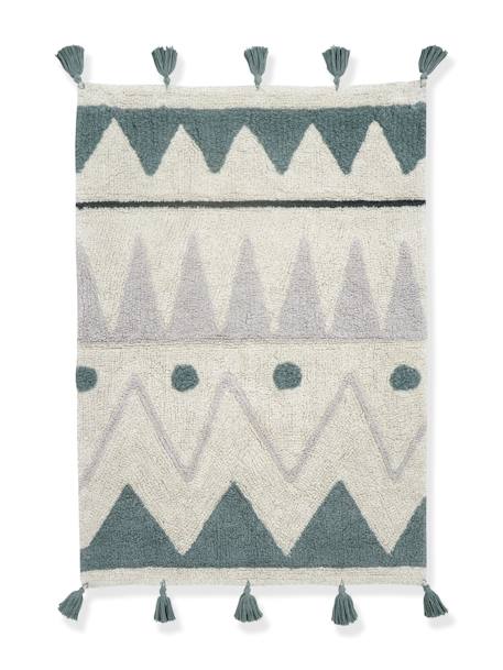 Wasbaar katoenen tapijt Mini Berbere Pompons - LORENA CANALS blauw - vertbaudet enfant 