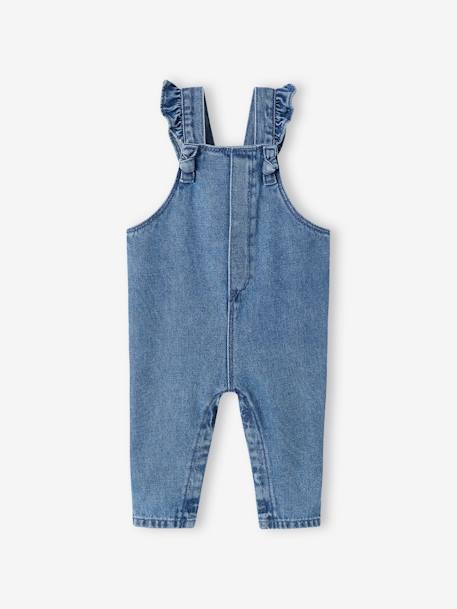 Salopette bébé en denim bretelles à volants stone - vertbaudet enfant 
