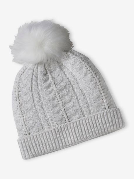 Ensemble bonnet + snood + gants ou moufles en maille torsadée fille écru - vertbaudet enfant 