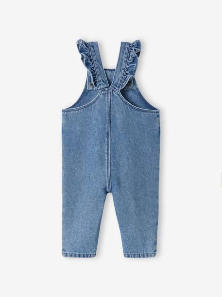 Salopette bébé en denim bretelles à volants stone - vertbaudet enfant 