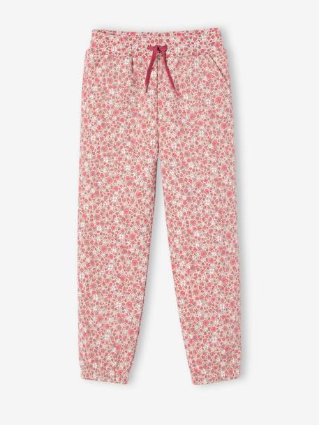 Pantalon jogging imprimé fleurs en molleton fille rose imprimé - vertbaudet enfant 