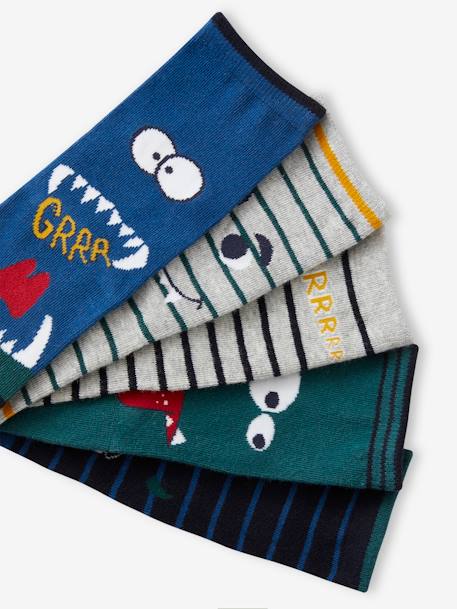 Lot de 5 paires de chaussettes 'monstres' garçon bleu - vertbaudet enfant 