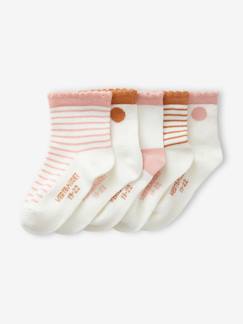 -Set van 5 paar sokken met stippen/strepen voor meisjesbaby's