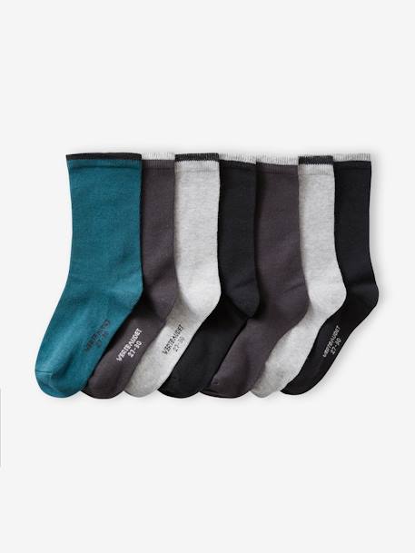 Lot de 7 paires de chaussettes garçon chocolat+gris+gris chiné+vert - vertbaudet enfant 