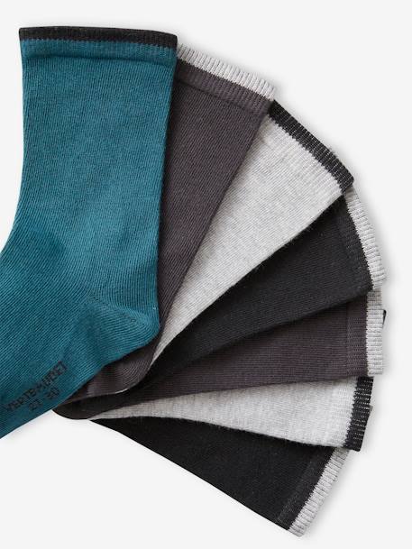 Lot de 7 paires de chaussettes garçon chocolat+gris+gris chiné+vert - vertbaudet enfant 