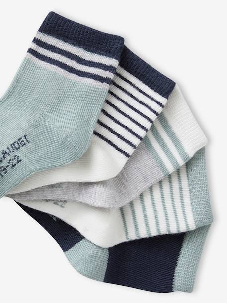 Set van 5 paar gestreepte sokken jongens grijsblauw - vertbaudet enfant 