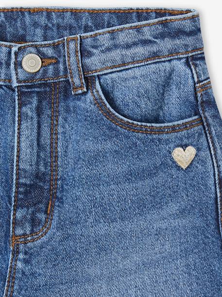 Jean fille large bas effiloché bleu jean+denim bleached+stone - vertbaudet enfant 