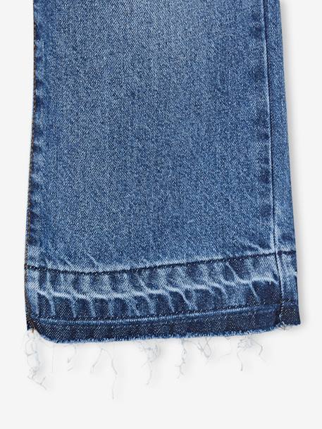 Jean fille large bas effiloché bleu jean+denim bleached+stone - vertbaudet enfant 