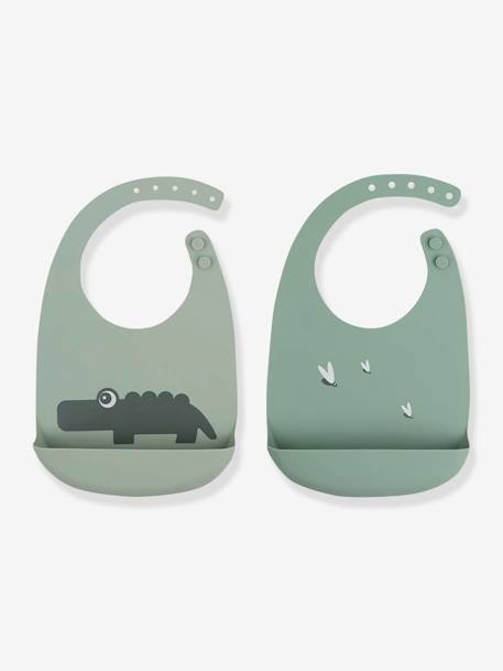 Lot de 2 bavoirs silicone Croco vert - vertbaudet enfant 