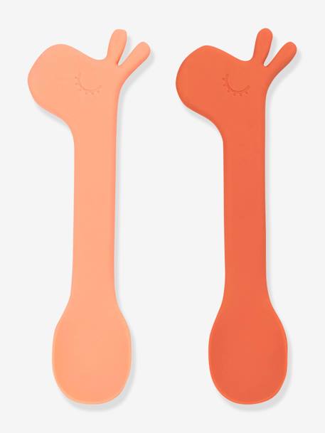 Lot de 2 cuillères en silicone Lalee DONE BY DEER orange+vert - vertbaudet enfant 