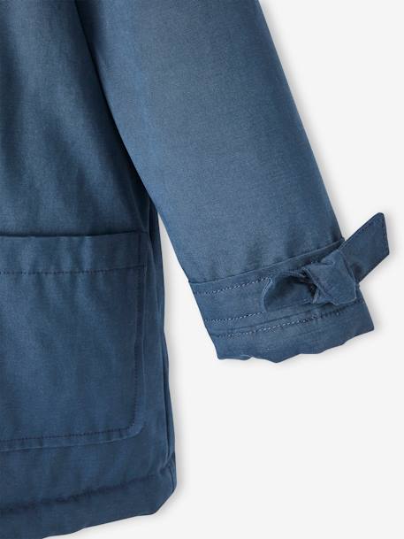 Parka à capuche chic effet peau de pêche fille bois de rose+marine - vertbaudet enfant 