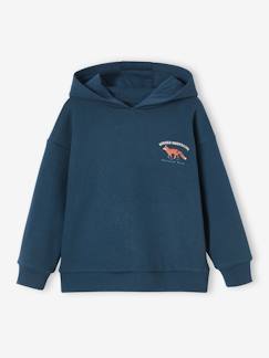 Jongens-Trui, vest, sweater-Jongenssweater met capuchon met groot natuurmotief op de rug