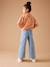 Jean fille large bas effiloché denim bleached+stone - vertbaudet enfant 