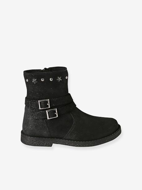 Boots en cuir fille collection maternelle noir - vertbaudet enfant 