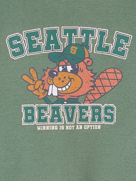 Sweat à capuche grand motif nature au dos garçon vert sauge - vertbaudet enfant 