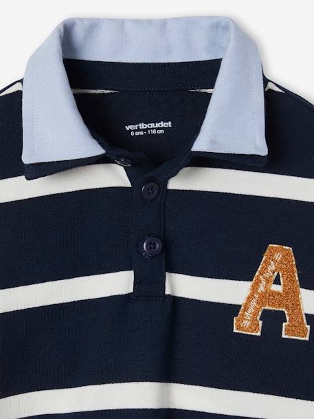 Polo rayé garçon effet 2 en 1. bleu foncé+marine+rayé rouge+ROUGE FONCE UNI AVEC DECOR+vert anglais - vertbaudet enfant 