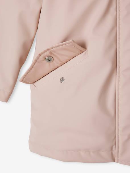 Regenjas voor meisjes met capuchon en sherpa voering antraciet+indigoblauw+lichtroze - vertbaudet enfant 