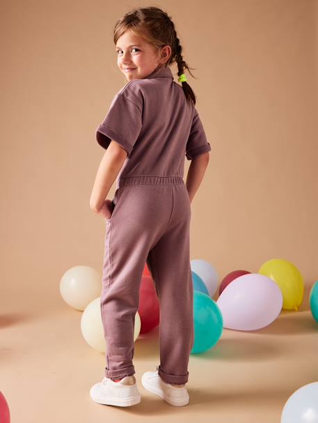 Combinaison en molleton fille manches courtes mauve - vertbaudet enfant 