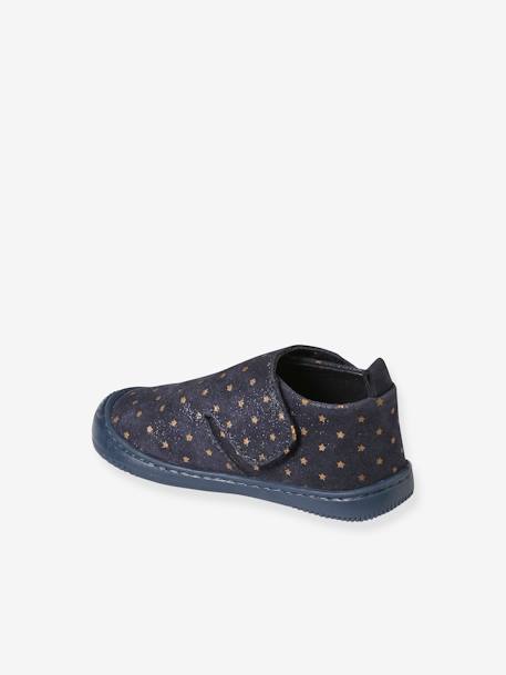Chaussons scratchés bébé en cuir souple bleu imprimé - vertbaudet enfant 