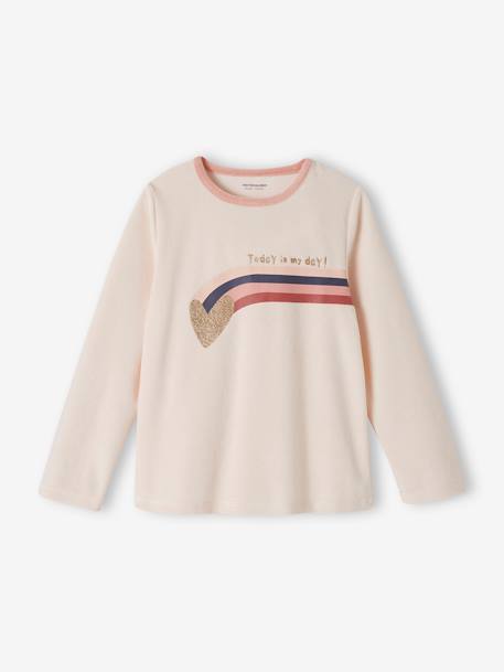 Lot de 2 pyjamas fille velours forever love vieux rose - vertbaudet enfant 