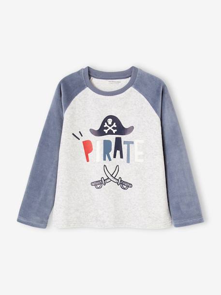 Lot de 2 pyjamas pirates en velours garçon bleu grisé - vertbaudet enfant 