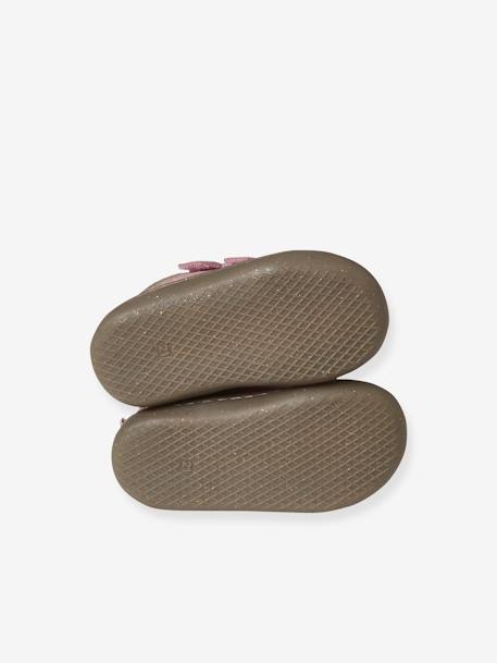 Bottillons scratchés cuir souple bébé premiers pas bordeaux+jaune pâle+marine+or+rose - vertbaudet enfant 