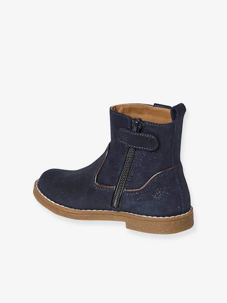 Boots enfant fille cuir zippées marine+or - vertbaudet enfant 