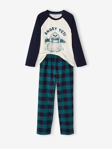 Yeti jongenspyjama met flanellen broekje grijsblauw - vertbaudet enfant 