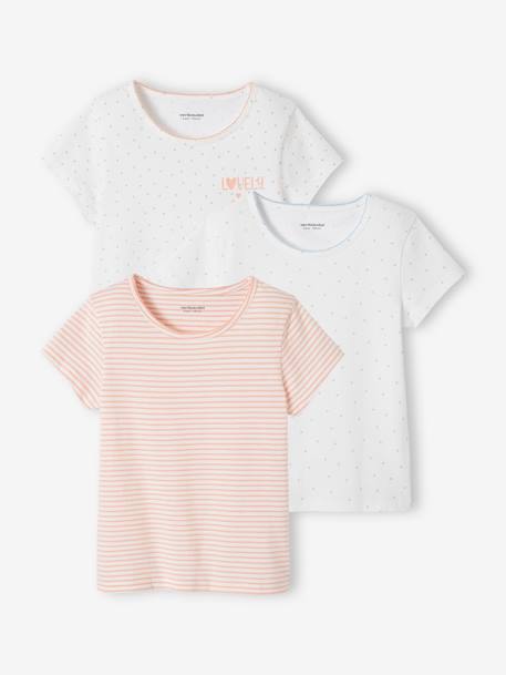 Lot de 3 T-shirts manches courtes fantaisie fille BASICS blanc - vertbaudet enfant 