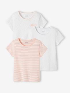 Meisje-Ondergoed-T-shirt-Set van 3 shirts voor meisjes met korte mouwen BASICS