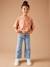 Jean fille large bas effiloché denim bleached+stone - vertbaudet enfant 