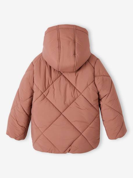 Doudoune fille à capuche doublée sherpa blush+marine+vert - vertbaudet enfant 