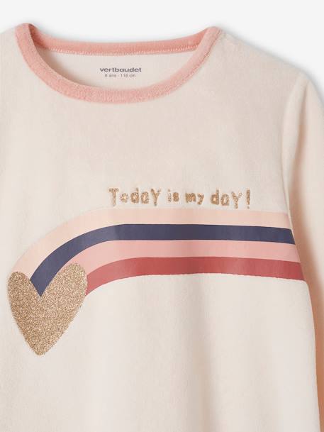 Lot de 2 pyjamas fille velours forever love vieux rose - vertbaudet enfant 