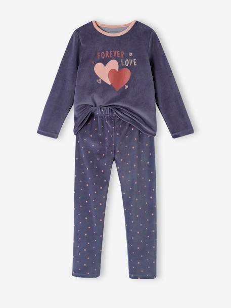 Lot de 2 pyjamas fille velours forever love vieux rose - vertbaudet enfant 