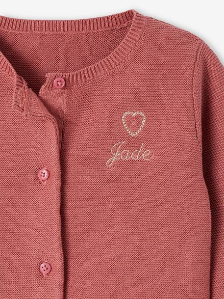 Cardigan broderie dorée coeur bébé ivoire+ocre+vieux rose - vertbaudet enfant 