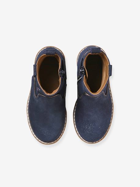 Boots enfant fille cuir zippées marine+or - vertbaudet enfant 