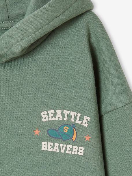 Sweat à capuche grand motif nature au dos garçon vert sauge - vertbaudet enfant 