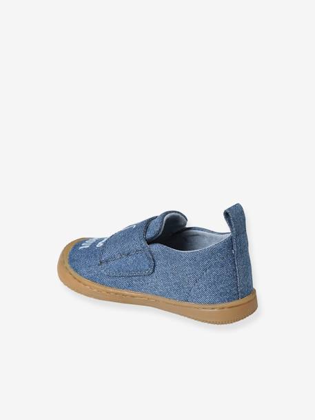 Chaussons scratchés bébé en toile denim bleu imprimé+bleu jean - vertbaudet enfant 