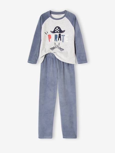 Set van 2 fluwelen pyjama's met piratenthema jongens grijsblauw - vertbaudet enfant 