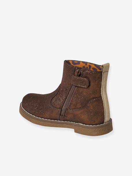 Leren laarzen met hartjesmotief kleutercollectie meisjes brons - vertbaudet enfant 