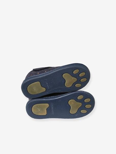Chaussons scratchés bébé en cuir souple bleu imprimé - vertbaudet enfant 